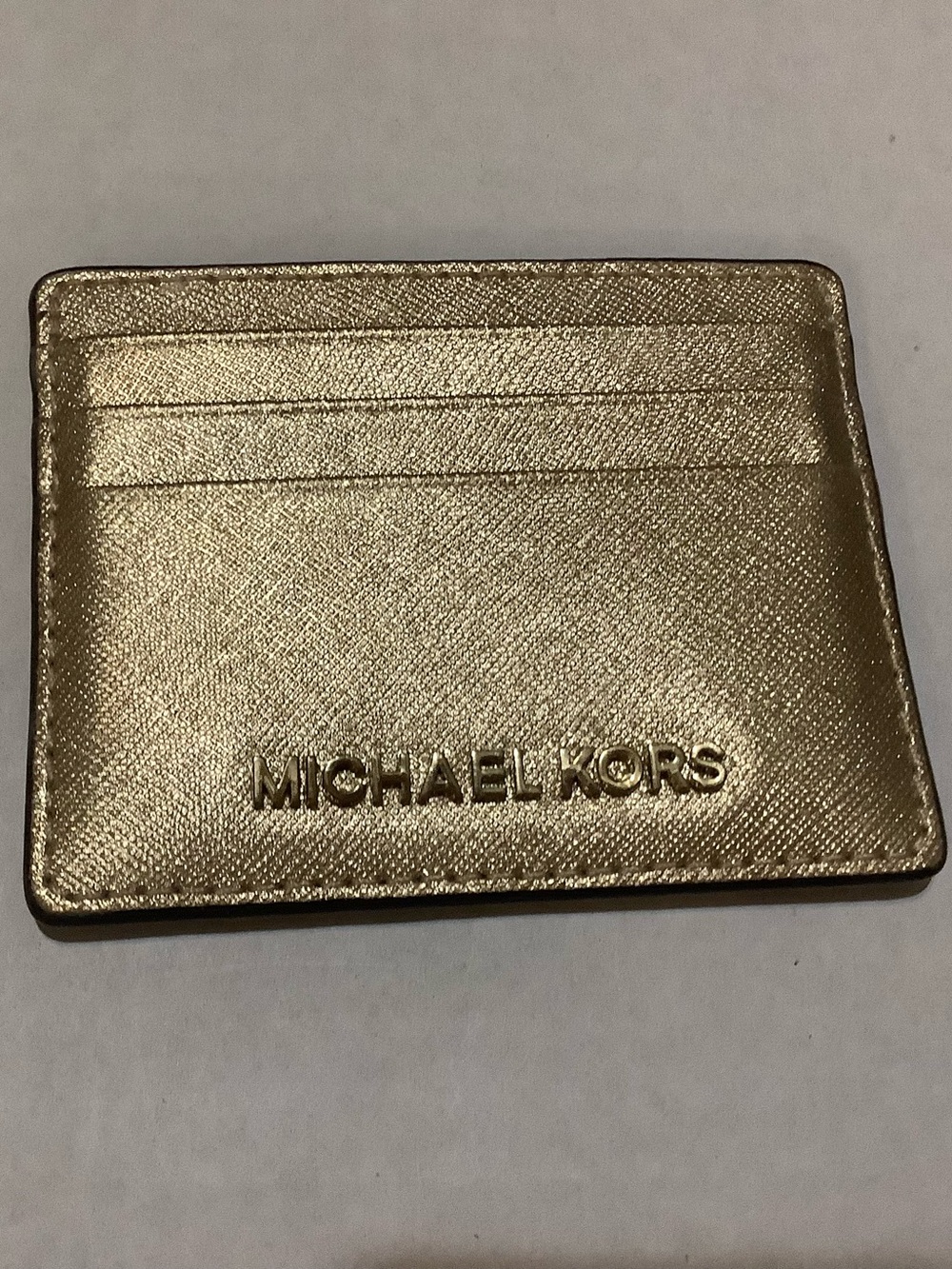 MICHAEL KORS Gold Leather Card Holder